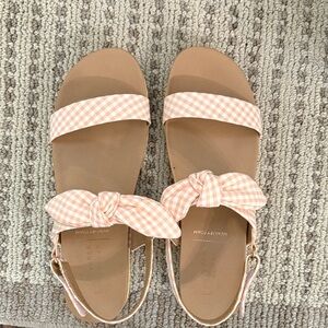 LC Lauren Conrad Tan and Pink Gingham Sandals